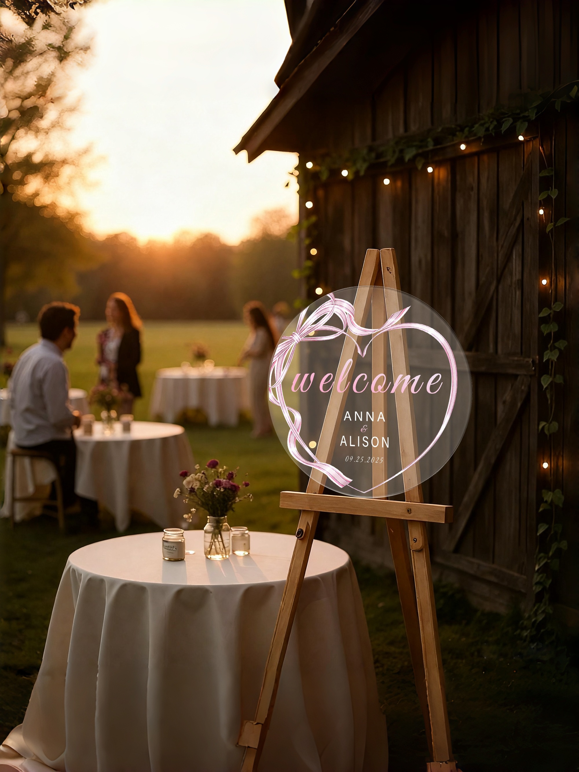 Custom Round Acrylic Wedding Welcome Sign